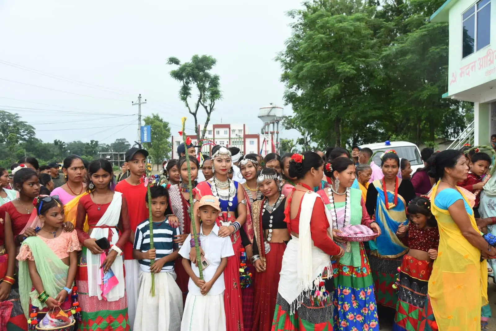 a group of people in colorful dresses